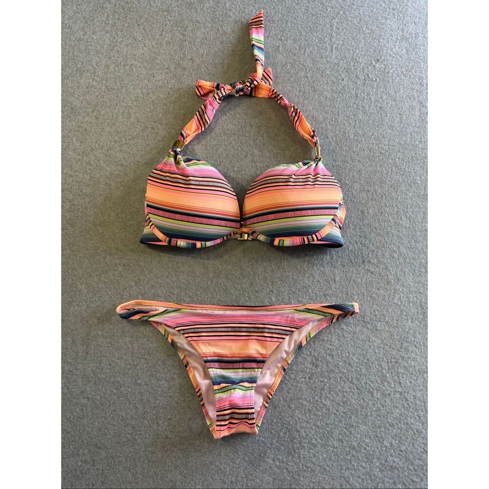 Victoria’s Secret indie beachcore 2010’s striped hottie halter push up bikini se